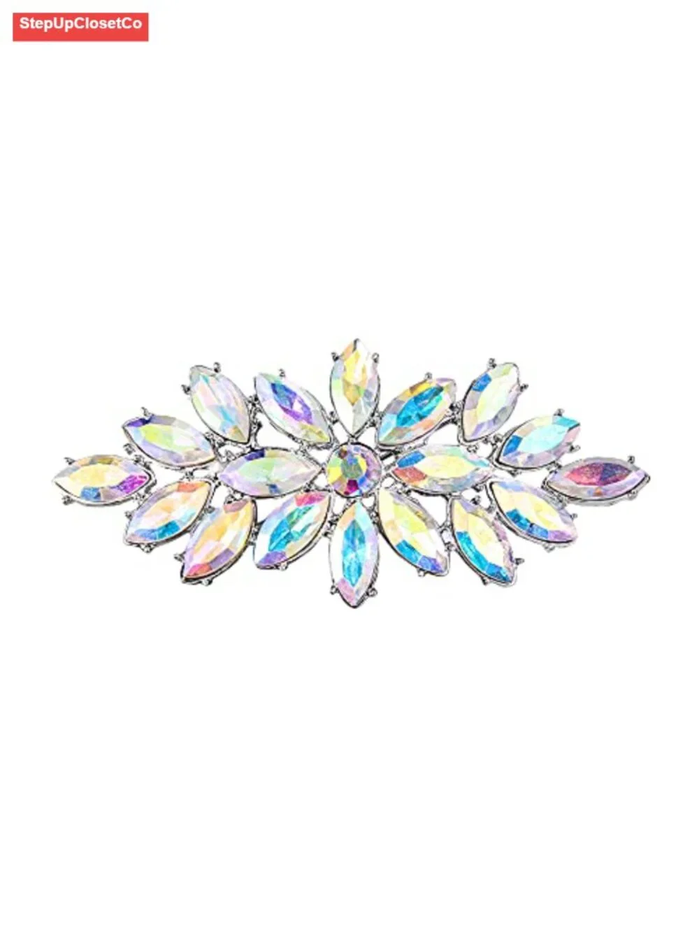 Elegant Marquise Crystal Flower Brooch Pin for Wedding Party
